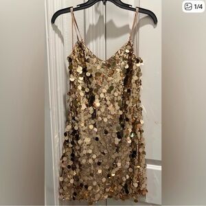Cider Gold Sequin Party Slip Dress Size X-Small NWT
